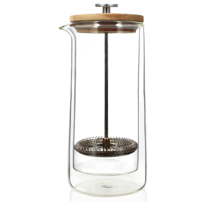 800 ml double-walled glass and wood French press